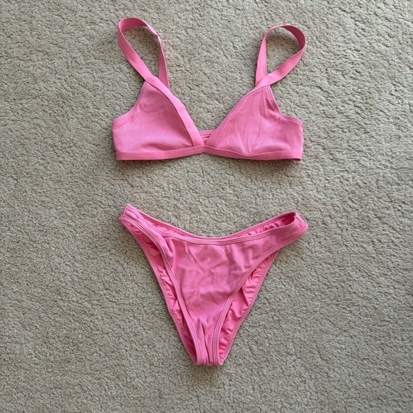Lspace Pink Ribbed Bikini - Picture 1 of 8